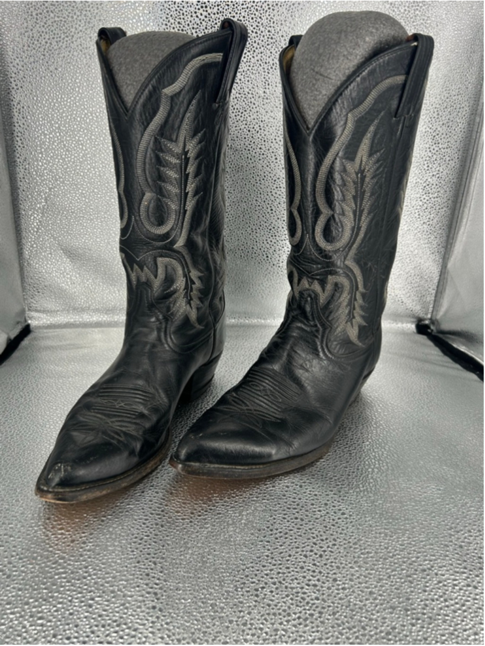 Men's Tony Lama Black & Gray Cowboy Boots Size 9